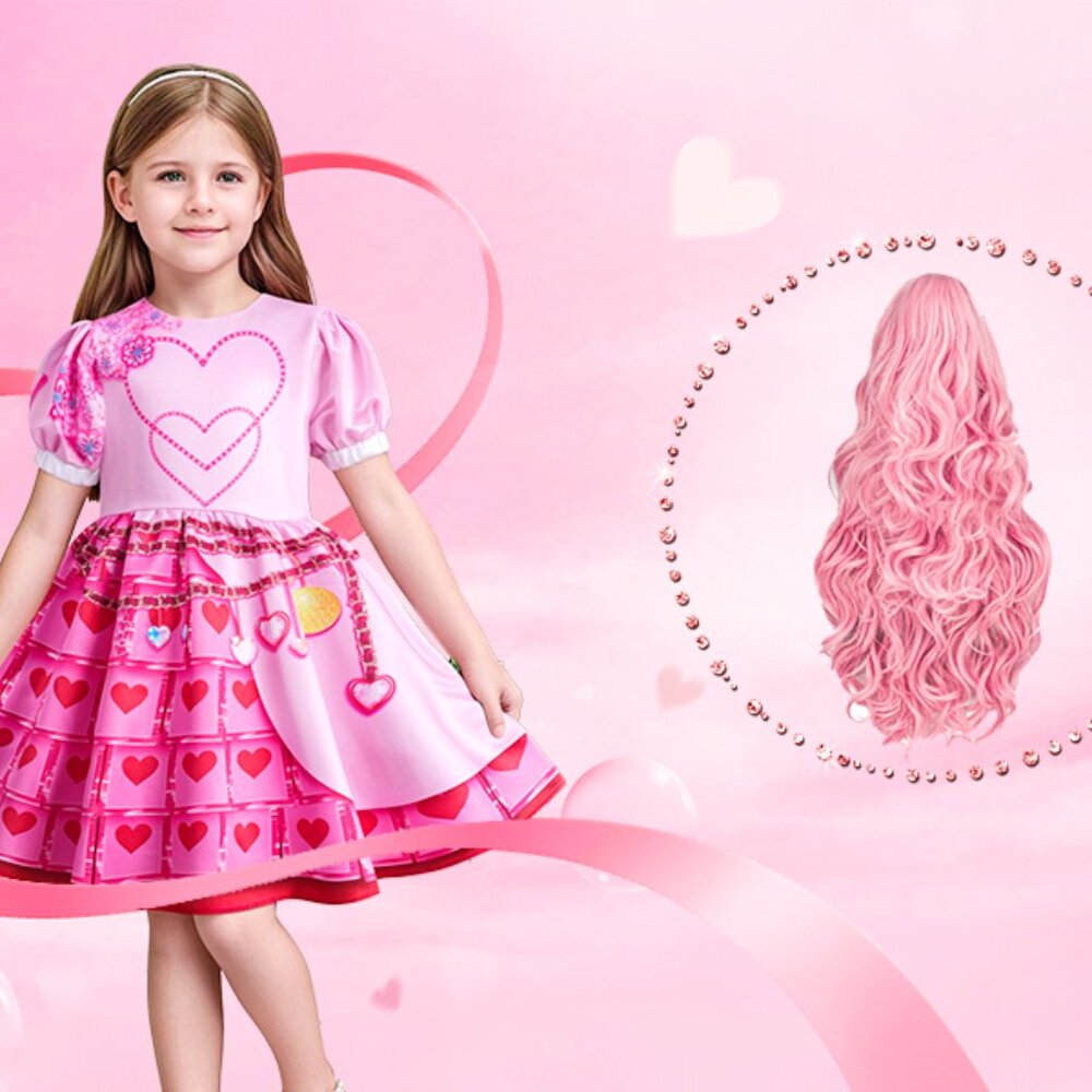 New Descendants 4 Bridget Costume for Girls Pink Cosplay Dress Kids Halloween